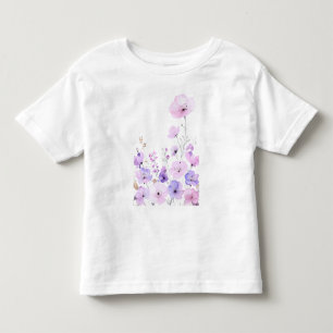 Camiseta Infantil Jardim de Flores Silvestres Pastel Suave Flora em 