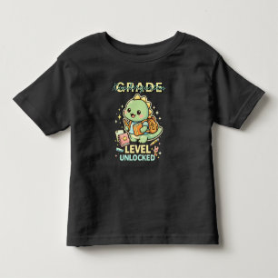 Camiseta Infantil Jardim de Infância Nível Desbloqueado Dinossauro F