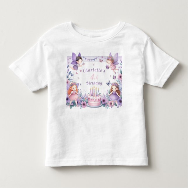 Camiseta Infantil Jardim de Leite Roxo Encantado - Aniversário (Frente)
