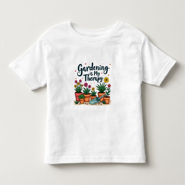 Camiseta Infantil Jardinagem É Minha Planta De Jardinagem De Terapia (Frente)