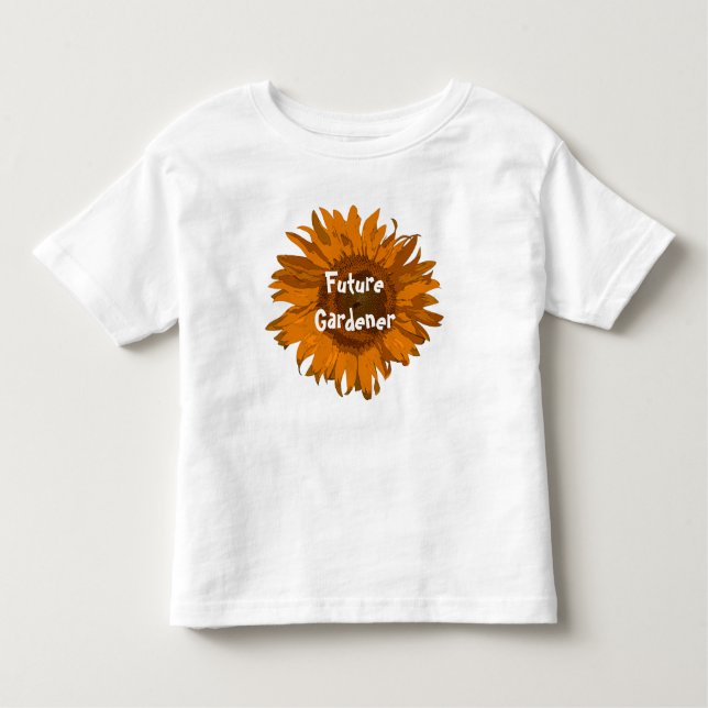 Camiseta Infantil Jardineiro do Futuro de Girassol Laranja (Frente)