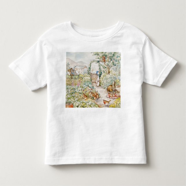 Camiseta Infantil Jemima Puddle Duck no Jardim do Sr. Mc Gregor (Frente)