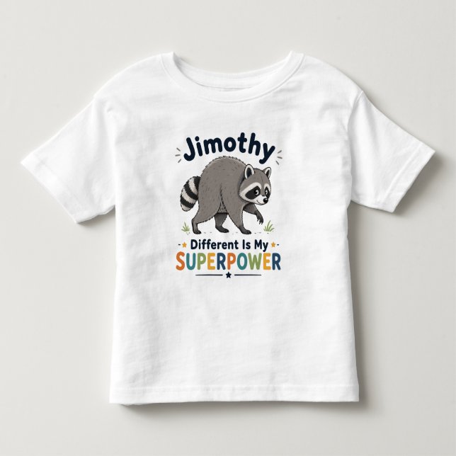 Camiseta Infantil Jimothy diferente é meu superpoder (Frente)