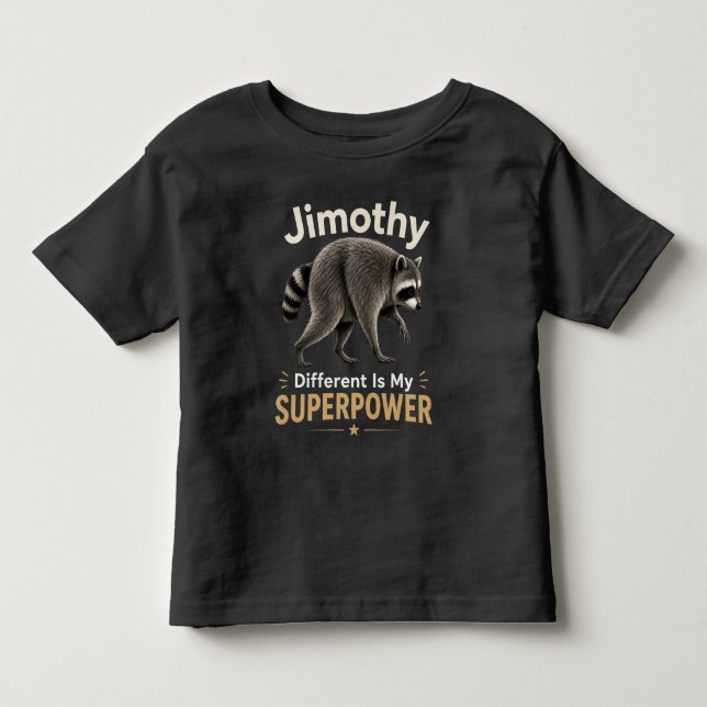 Camiseta Infantil Jimothy diferente é meu superpoder (Frente)