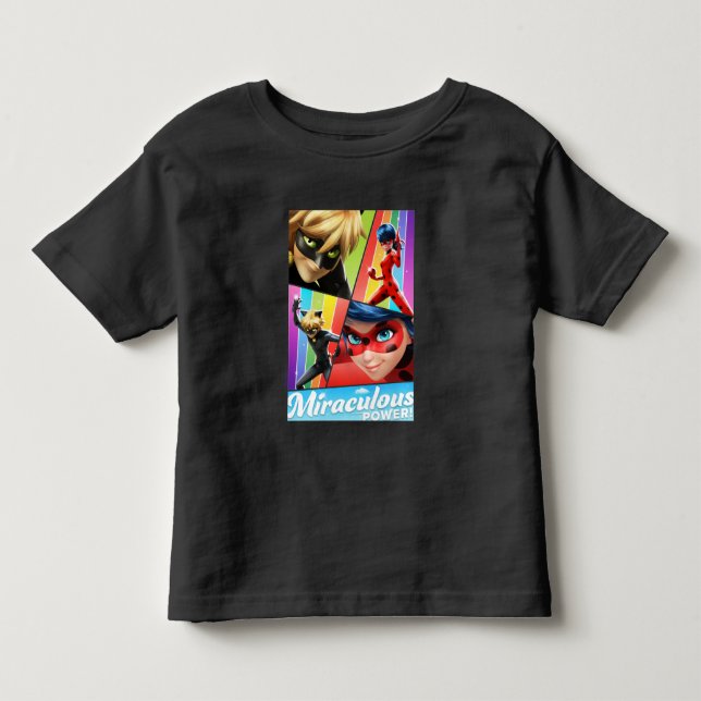 Camiseta Infantil Joaninha & Cat Noir | Poder Milagroso! (Frente)