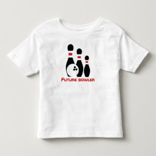 Camiseta Infantil Jogador, bola de boliche e pinos futuros