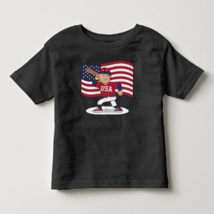 Camiseta Infantil Jogador de Baseball Patriótico