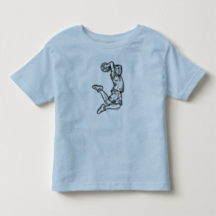 Camiseta Infantil Jogador de Basquete Fazendo Enterrada no Escuro