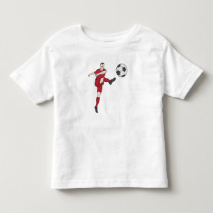Camiseta Infantil Jogador de Futebol Retrô Chutando Bola Ação de Vol