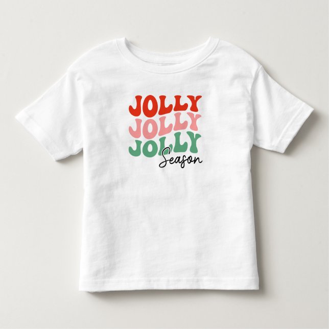 Camiseta Infantil Jolly Jolly Jolly Season Retro Holiday Typografia (Frente)