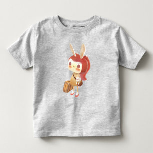 Camiseta Infantil Jornada Florestal: Garota Coelhinha com Mala Antig