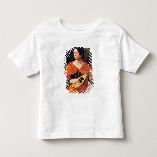 Camiseta Infantil Jovem Mulher com Mandolin, 1845-47 (Frente)