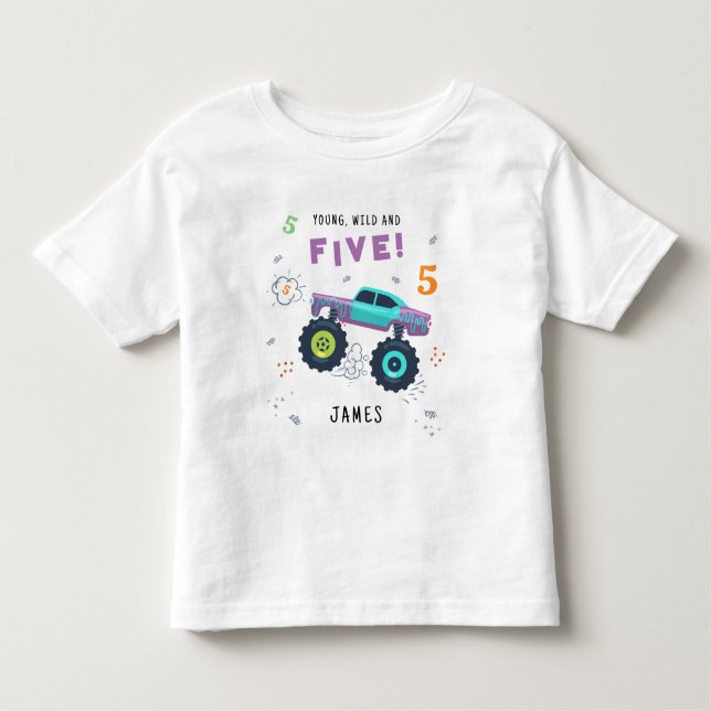 Camiseta Infantil Jovem Selvagem E Cinco Aniversário de 5 Anos Crian (Frente)