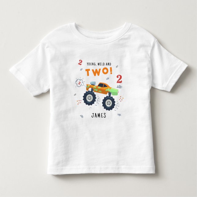 Camiseta Infantil Jovem Selvagem E Dois Carros Monstros Para Criança (Frente)