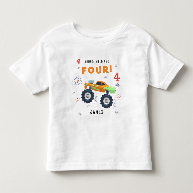 Camiseta Infantil Jovem Selvagem E Quatro 4º Aniversário Crianças Ca (Frente)
