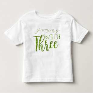 Camiseta Infantil Jovem Selvagem e Três   Brilho Verde   ANIVERSÁRIO