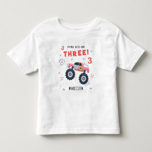 Camiseta Infantil Jovem Selvagem e Três Carro Monstro para Crianças