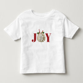 Camiseta Infantil Joy Christmas Sand Dollar Holly Berries Coastal