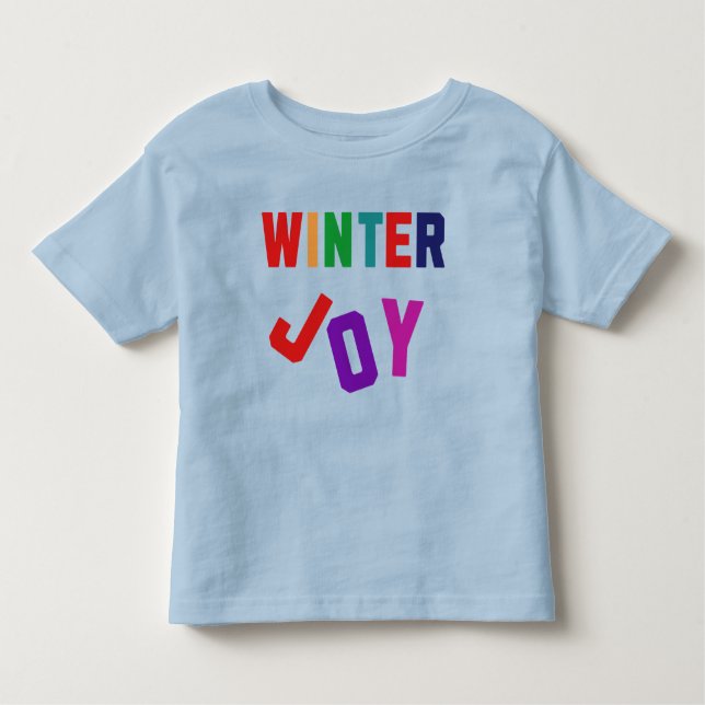 Camiseta Infantil Joy de inverno - Letras Coloridas Cozinhas (Frente)