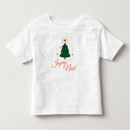 Camiseta Infantil Joyeux Noël en rouge : sapin classique et joyeux