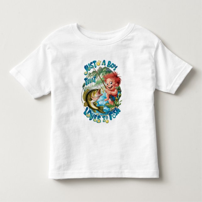 Camiseta Infantil Joyful Boy Reeling em um Capturão (Frente)