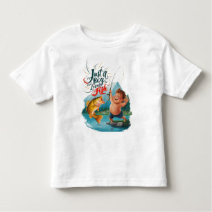 Camiseta Infantil Joyous Boy Reeling em um Grande Captura no Lago Tr