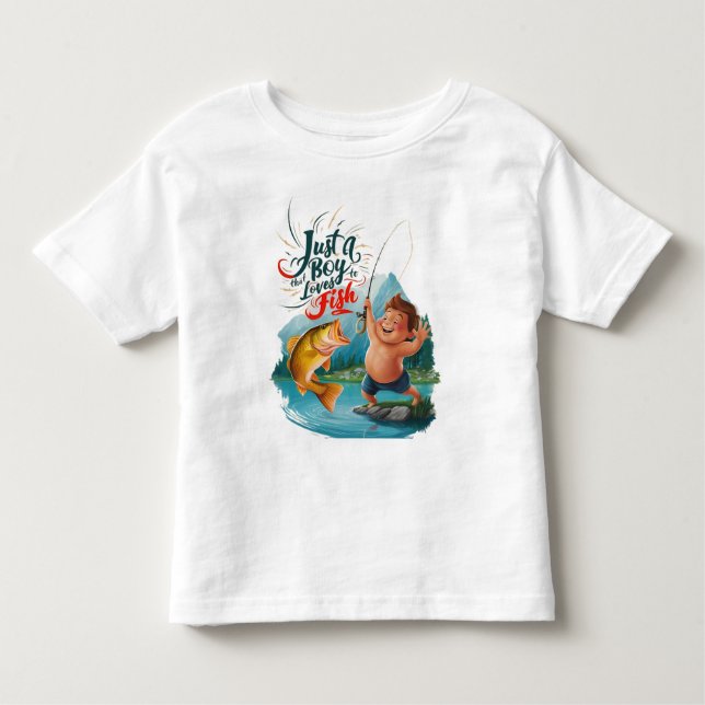 Camiseta Infantil Joyous Boy Reeling em um Grande Captura no Lago Tr (Frente)