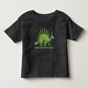 Camiseta Infantil Judeu Hanukkah Dinossauro Menorah Judeu Dino Fãs