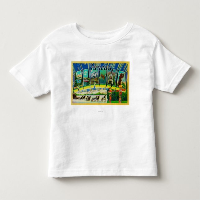 Camiseta Infantil Juneau, letra ScenesJuneau de AlaskaLarge, AK (Frente)