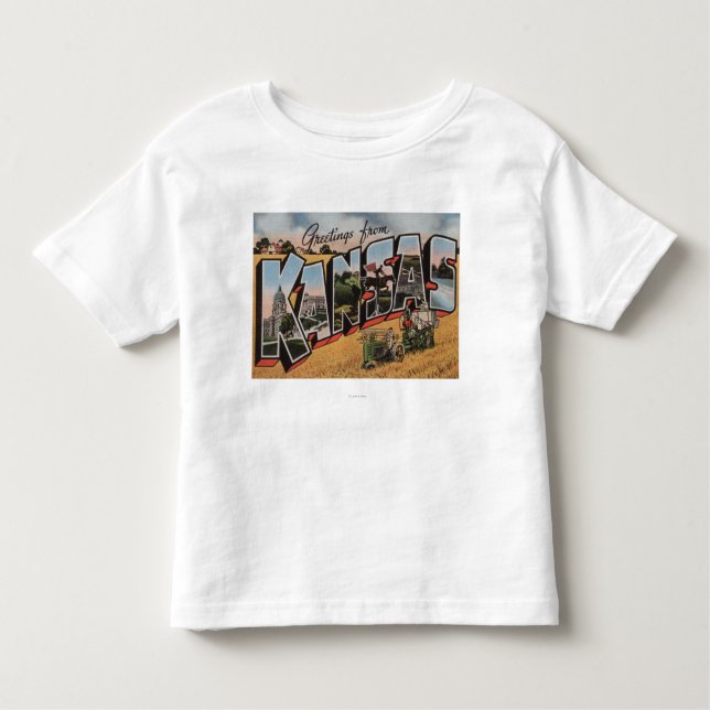 Camiseta Infantil Kansas (cena do fiador do trator & do feno) (Frente)
