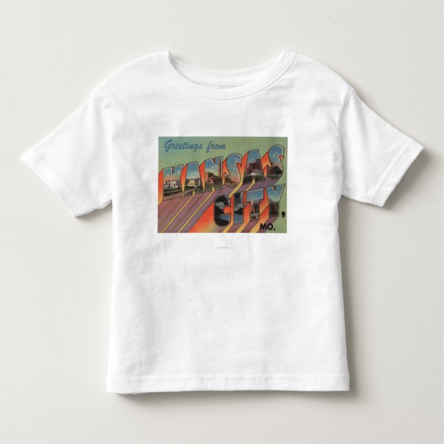 Camiseta Infantil Kansas City, Missouri - grandes cenas da letra (Frente)