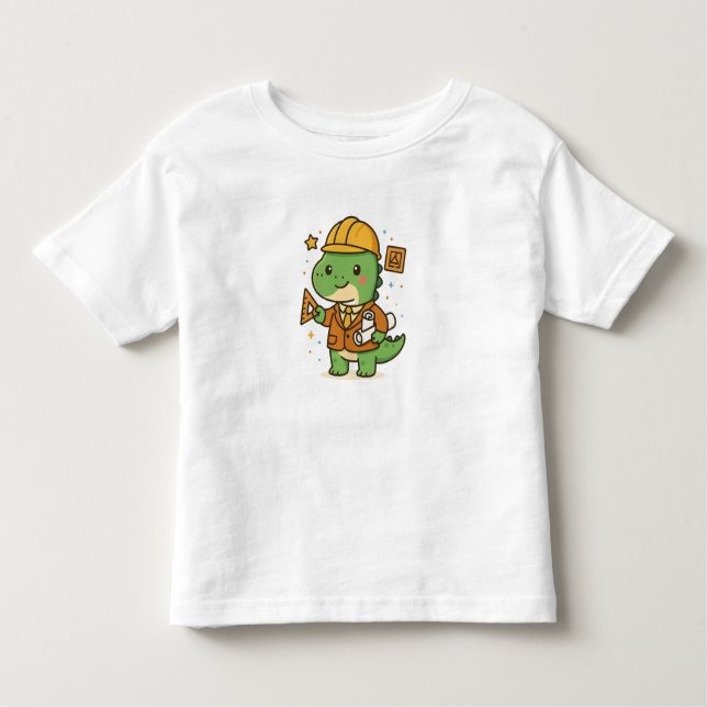 Camiseta Infantil Kawaii  Architect Dinosaur – Cute Dino Jobs (Frente)