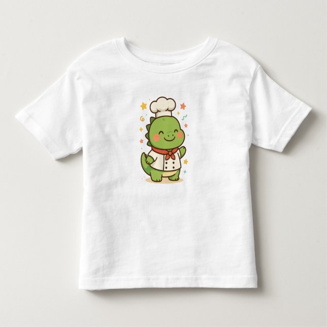Camiseta Infantil Kawaii Chef Dinosaur – Cute Dino Jobs (Frente)