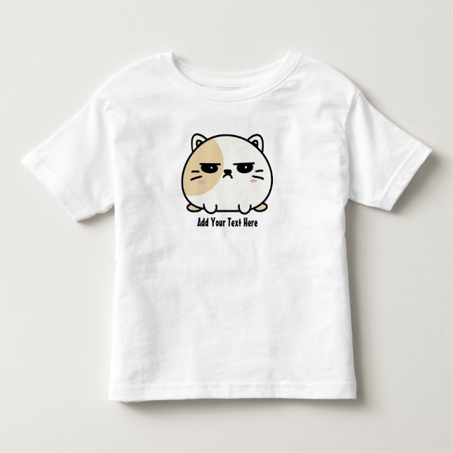 Camiseta Infantil Kawaii Chubby, Cuja Gata Mochi Está Zangada (Frente)