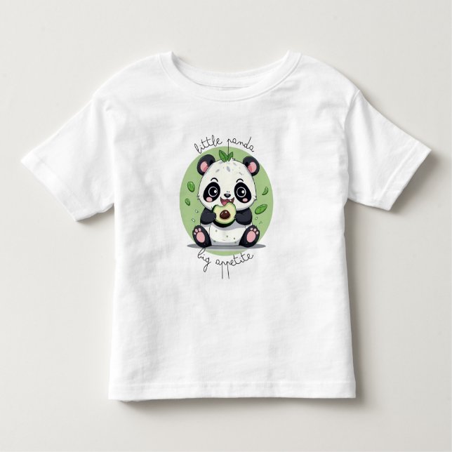 Camiseta Infantil Kawaii Cute Baby Panda Comendo Avocado (Frente)