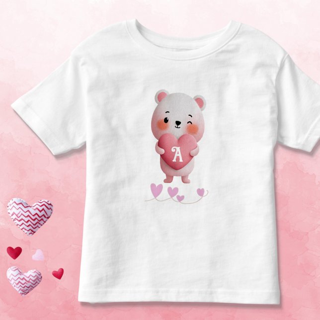 Camiseta Infantil Kawaii Mouse with Monogram Hearts (Criador carregado)