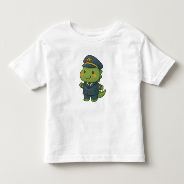 Camiseta Infantil Kawaii PilotDinosaur – Cute Dino Jobs (Frente)