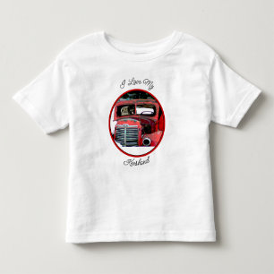 Camiseta Infantil Keeshond Christmas Old Truck Painting Art