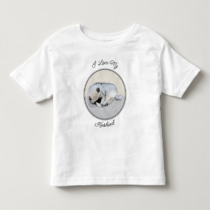 Camiseta Infantil Keeshond Dormindo Puppy Pintura Original