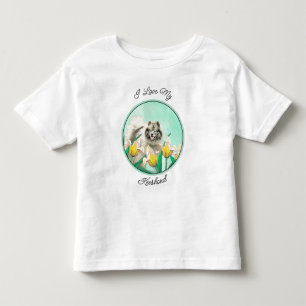 Camiseta Infantil Keeshond em Tulips pintando lindas artes caninas o