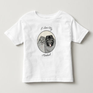 Camiseta Infantil Keeshond Graphics Keeshond Mãe e Filho
