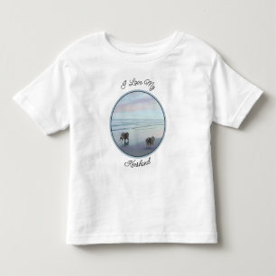 Camiseta Infantil Keeshonds na Arte de Cão de Pintura em Seashore