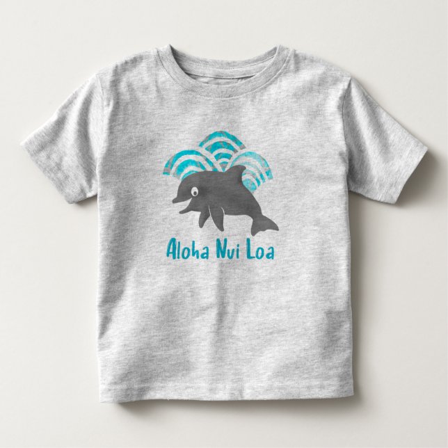 Camiseta Infantil Keiki Watercolor Dolphin Wave (Frente)