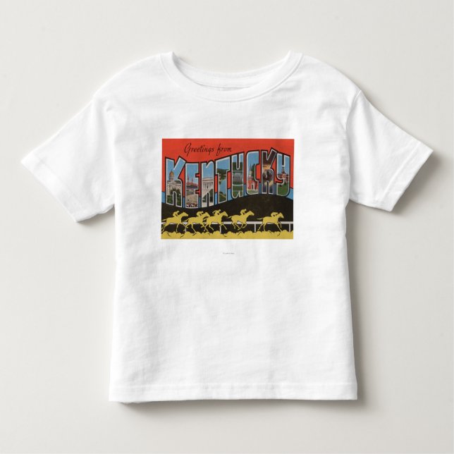 Camiseta Infantil Kentucky (cena) da corrida de cavalos - grande (Frente)