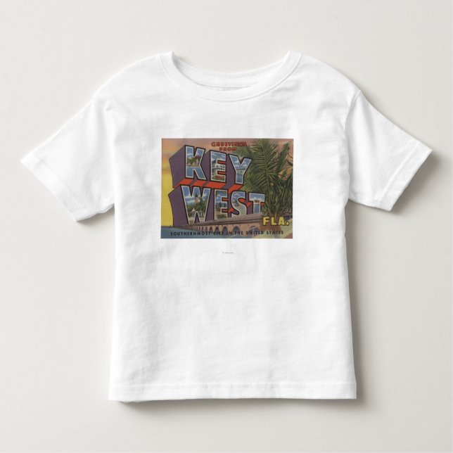 Camiseta Infantil Key West, Florida - grandes cenas da letra (Frente)