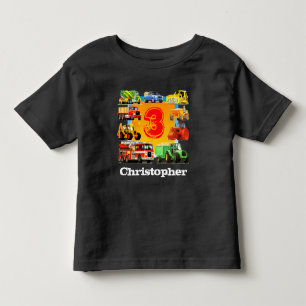 Camiseta Infantil Kids Custom Name Construction Truck aniversário de