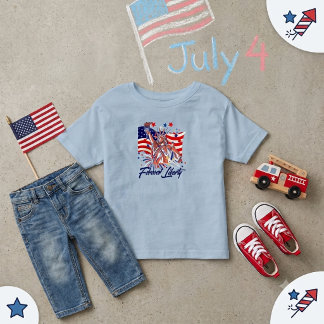 Camiseta Infantil Kids Patriotic Statue of Liberty American Flag