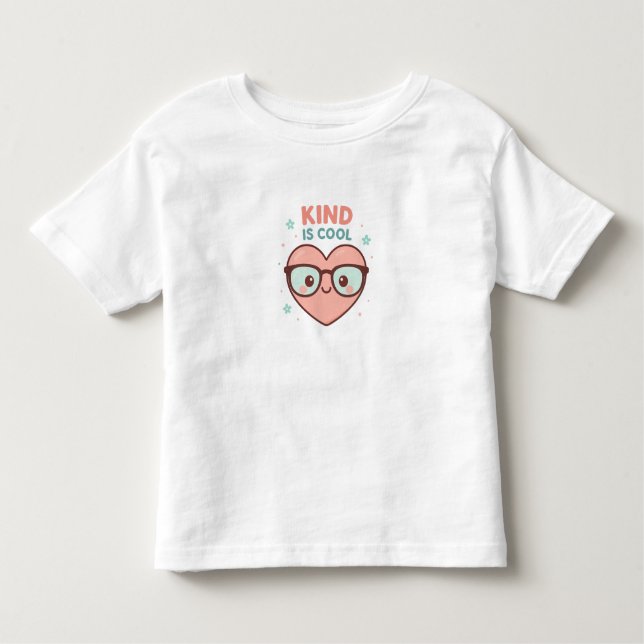 Camiseta Infantil Kind Is Cool Heart – Cute Toddler Girl T-Shirt (Frente)