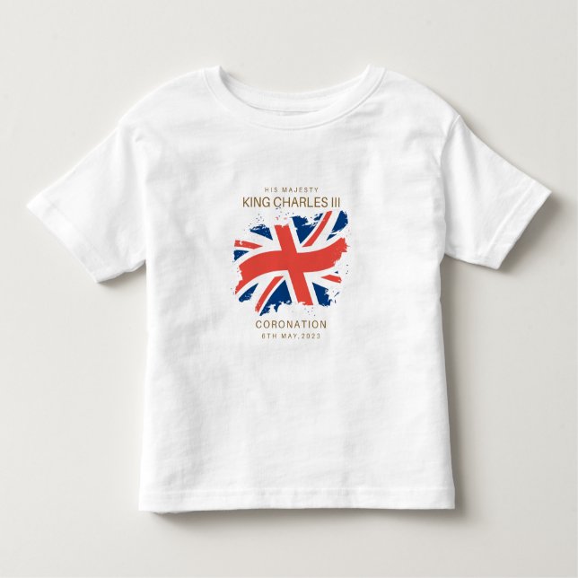 Camiseta Infantil King Charles III Union Jack Flag T-Shirt (Frente)
