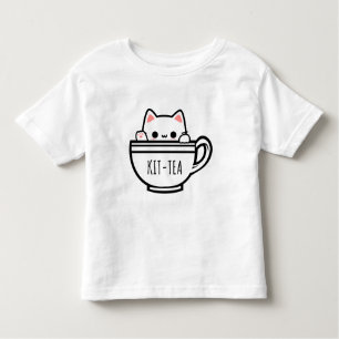 Camiseta Infantil Kit Tea Funny Cat Pun Kawaii Cat